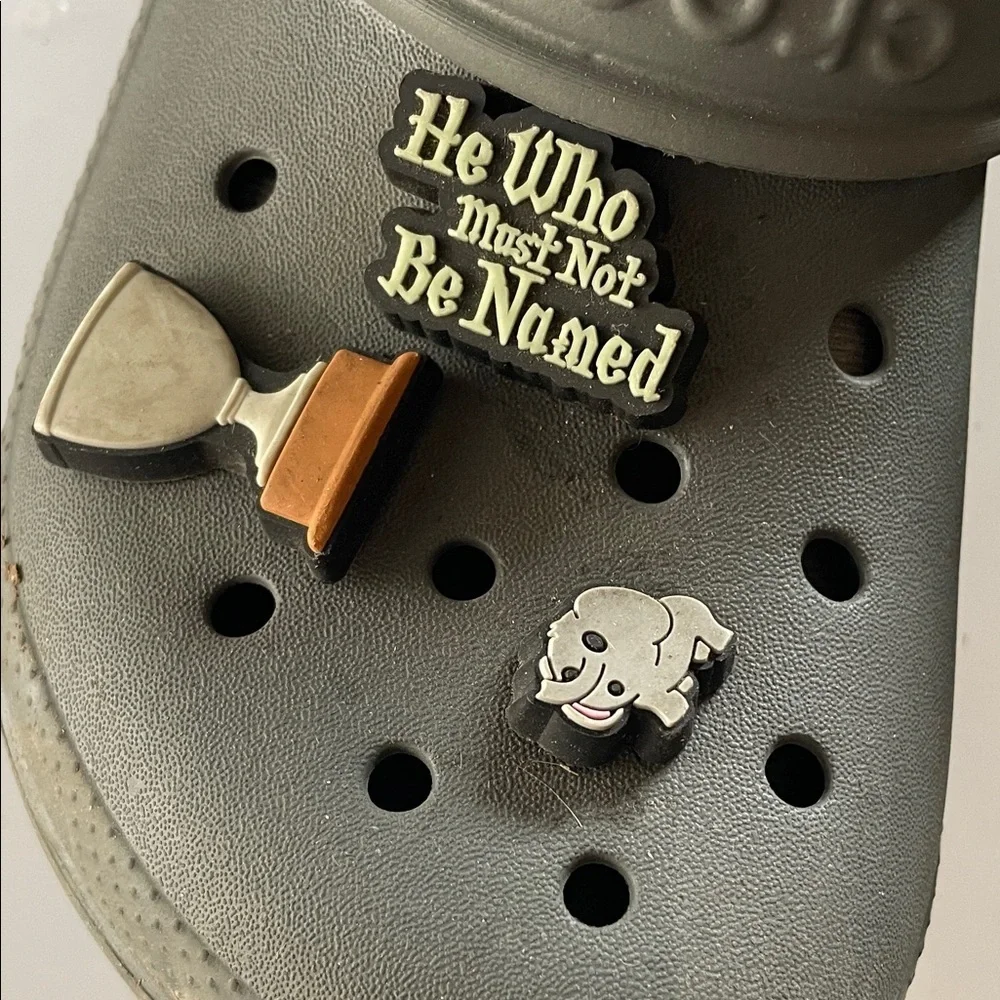 CROCS Kids Gray Slippers with Playful Charms